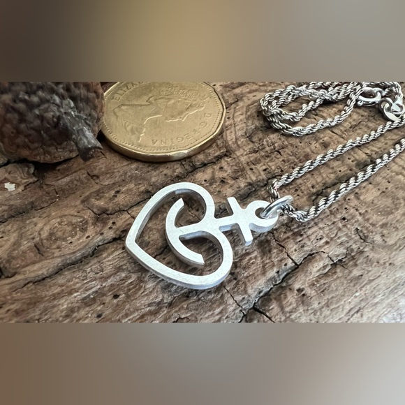 Artisan Anchor Heart Pendant Necklace Cable 925 Chain Nautical 16” - Picture 5 of 6